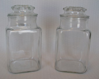 items similar to 4 vintage clear glass canisters storage jars with wood lids on etsy items similar to 4 vintage clear glass canisters storage jars with wood lids on etsy