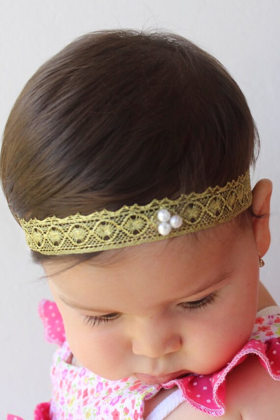 Gold Headband Toddler Headband Baptism Headband Infant