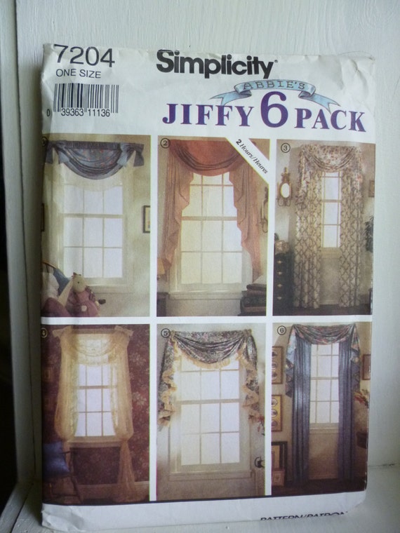 Simplicity Home 7204 NEW Uncut Sewing Pattern Window Treatments Jiffy 6 Pack | Jungleland Vintage on Etsy