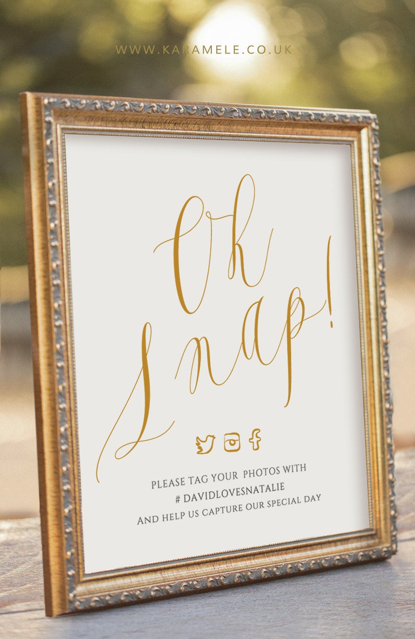 Elegant Oh Snap Printable Social Media Wedding Sign Digital
