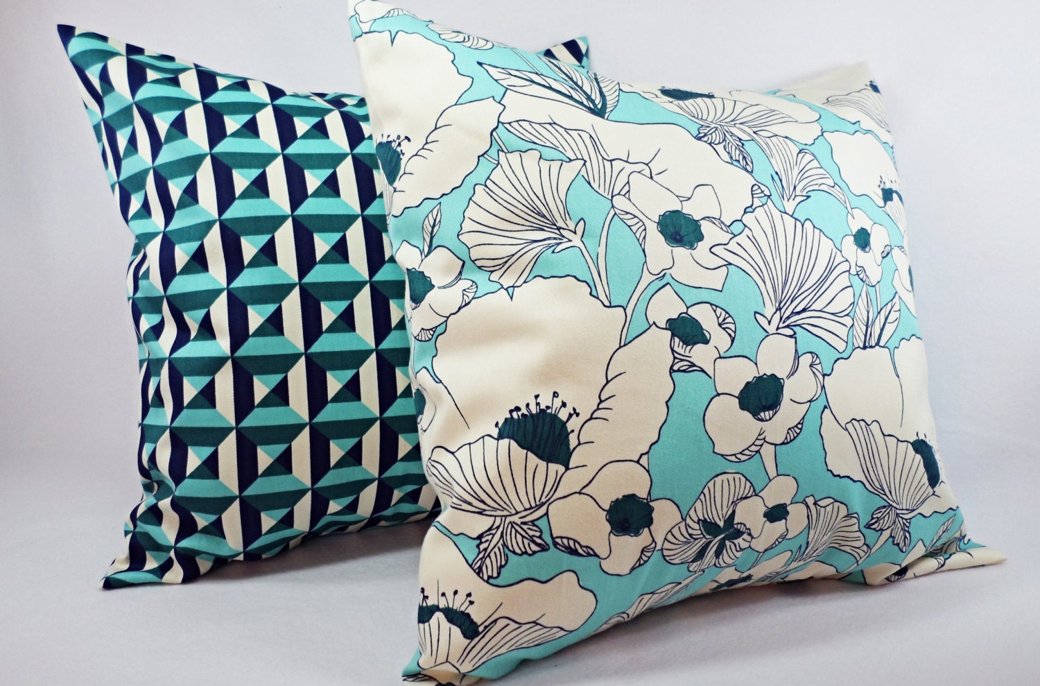 Navy and Teal Pillow Cover Teal Pillow Cover Decorative
