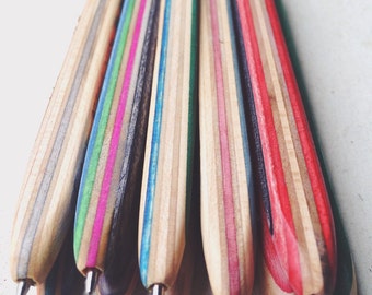 Recycled Upcycled Wooden Skateboard Pen SkatePen Handmade by Steve Duque, Duque Skate Art