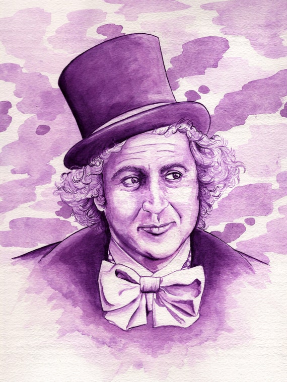 Gene Wilder Willy Wonka Purple Watercolor by