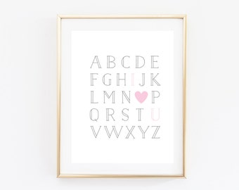 Alphabet (I Love You) Print - Nursery Decor - Alphabet Art