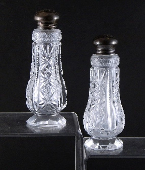 Salt & Pepper Shakers Cut Glass Lead by antiquesonmaplelane