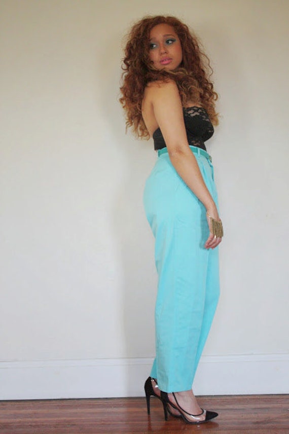 Vintage 80�s Bedford Fair Blue Womens Trousers // 100