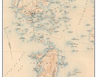 Isle Au Haut & Stonington 1904 Old Topographic Map USGS - Custom Reprint Maine