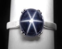 Blue star sapphire wedding ring