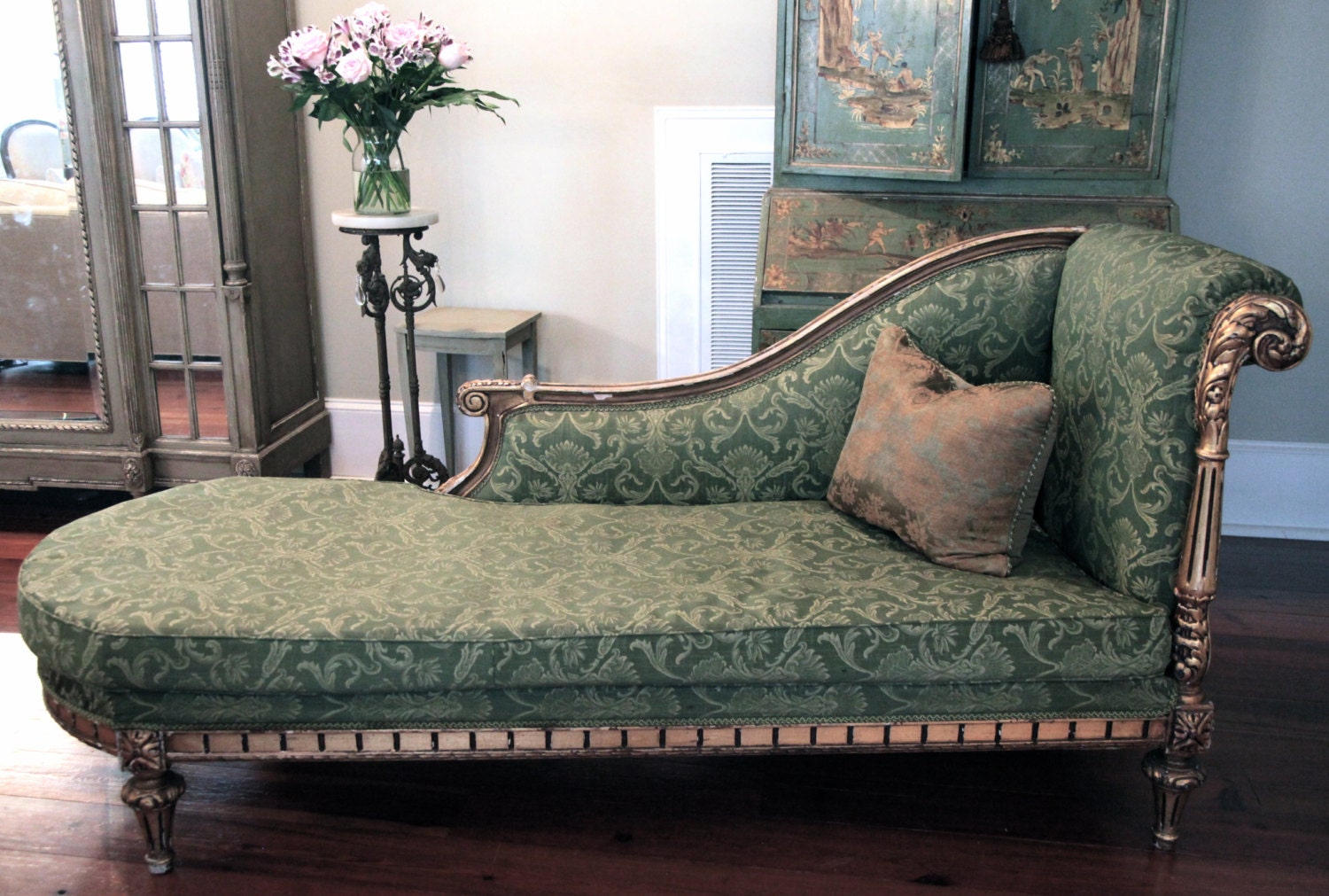 SALE Superb Gilt Antique French Chaise Lounge Day Bed