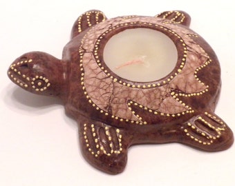 Terracotta Turtle Candle Holder