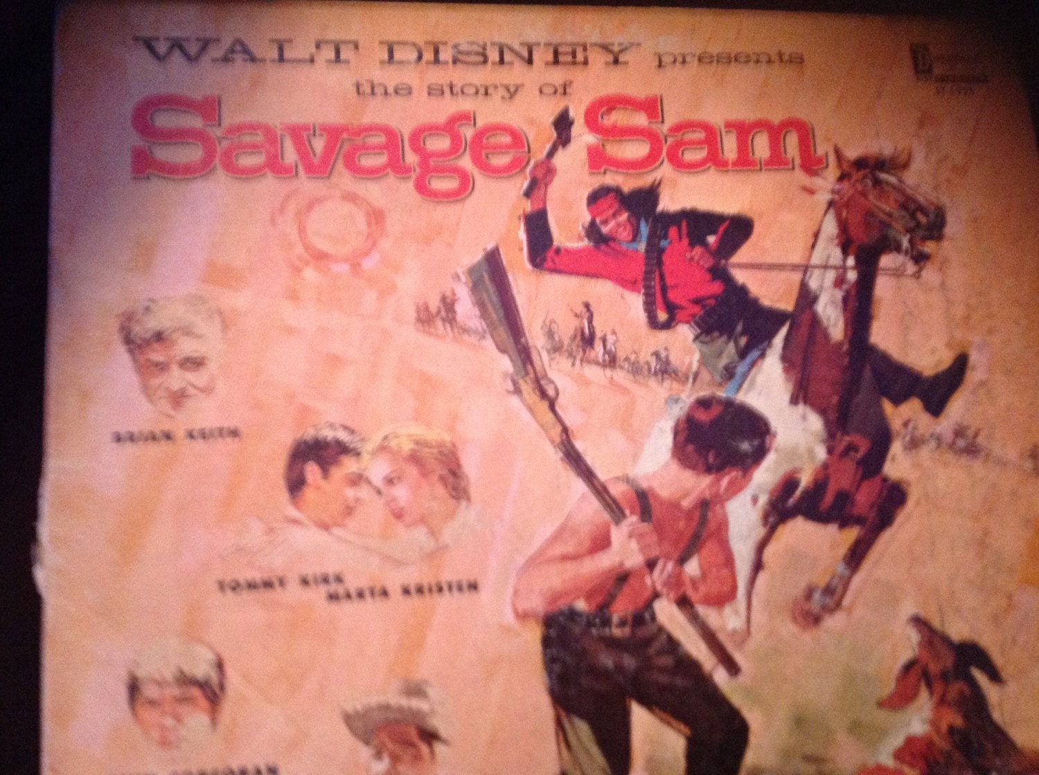 Story Of Savage Sam Lp 1963 Vintage Vinyl Disney Retro