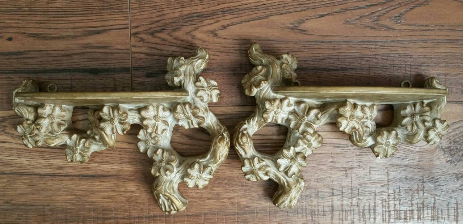 French Shelves, Wall Hung Shelf, French Floral Shelves, Floral Shelving