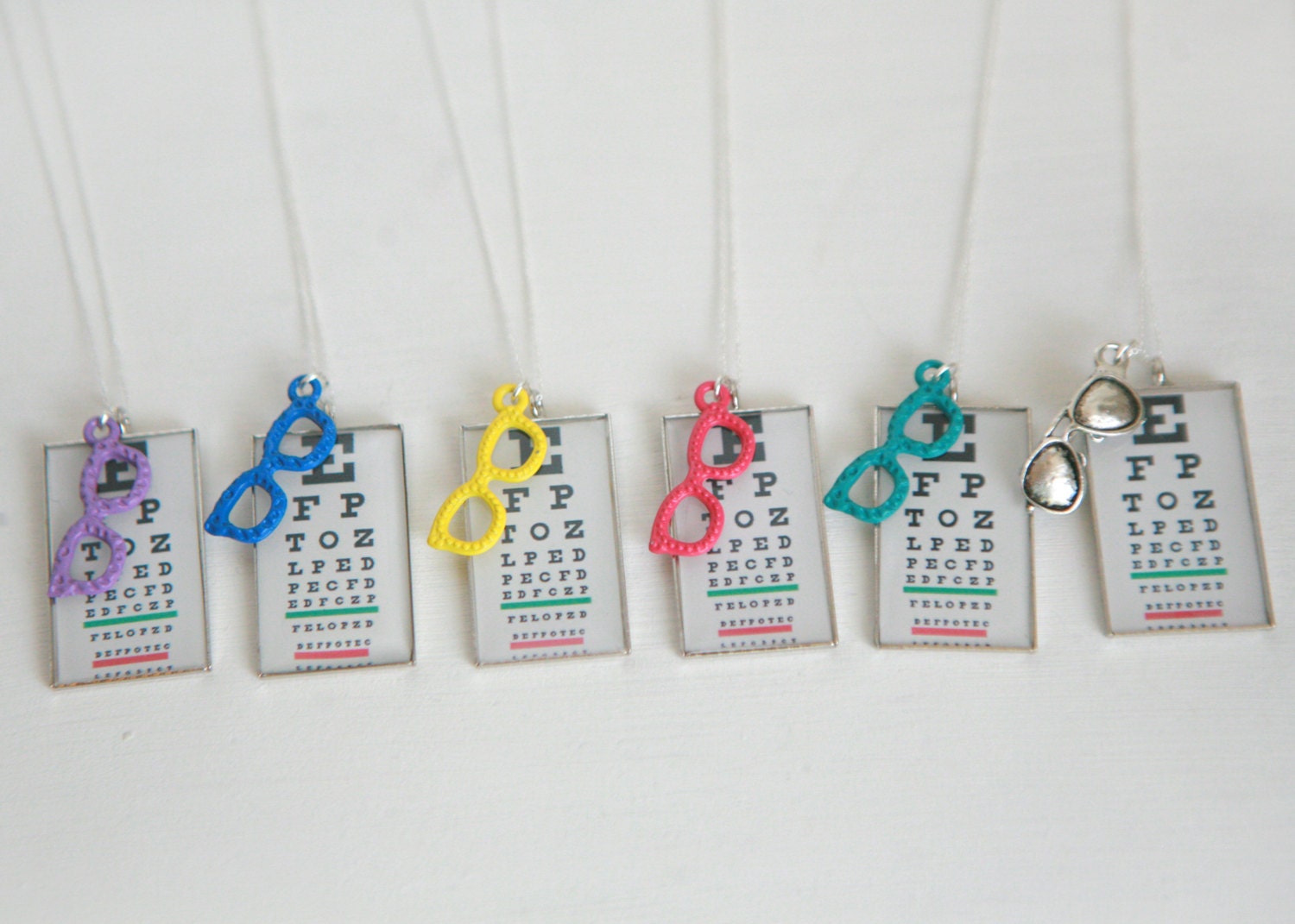 Mini Eyechart And Eyeglass Charm Necklace