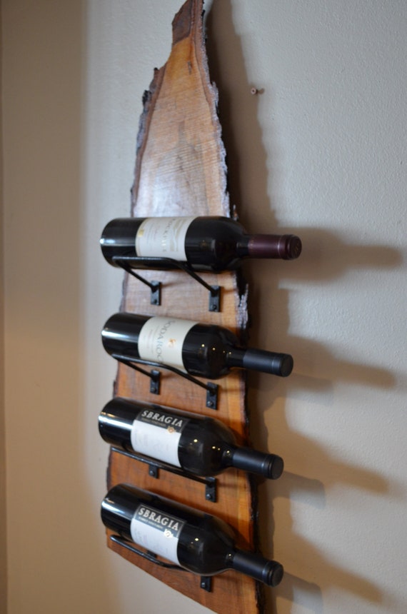Natural wood with live edge wine rack