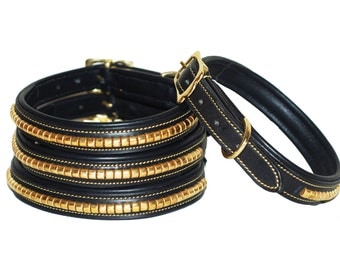 Clearance! 8 Pounds only! Strong leather dog collar made fromsoft european leather with solid brass clinchers and solid brass fittings