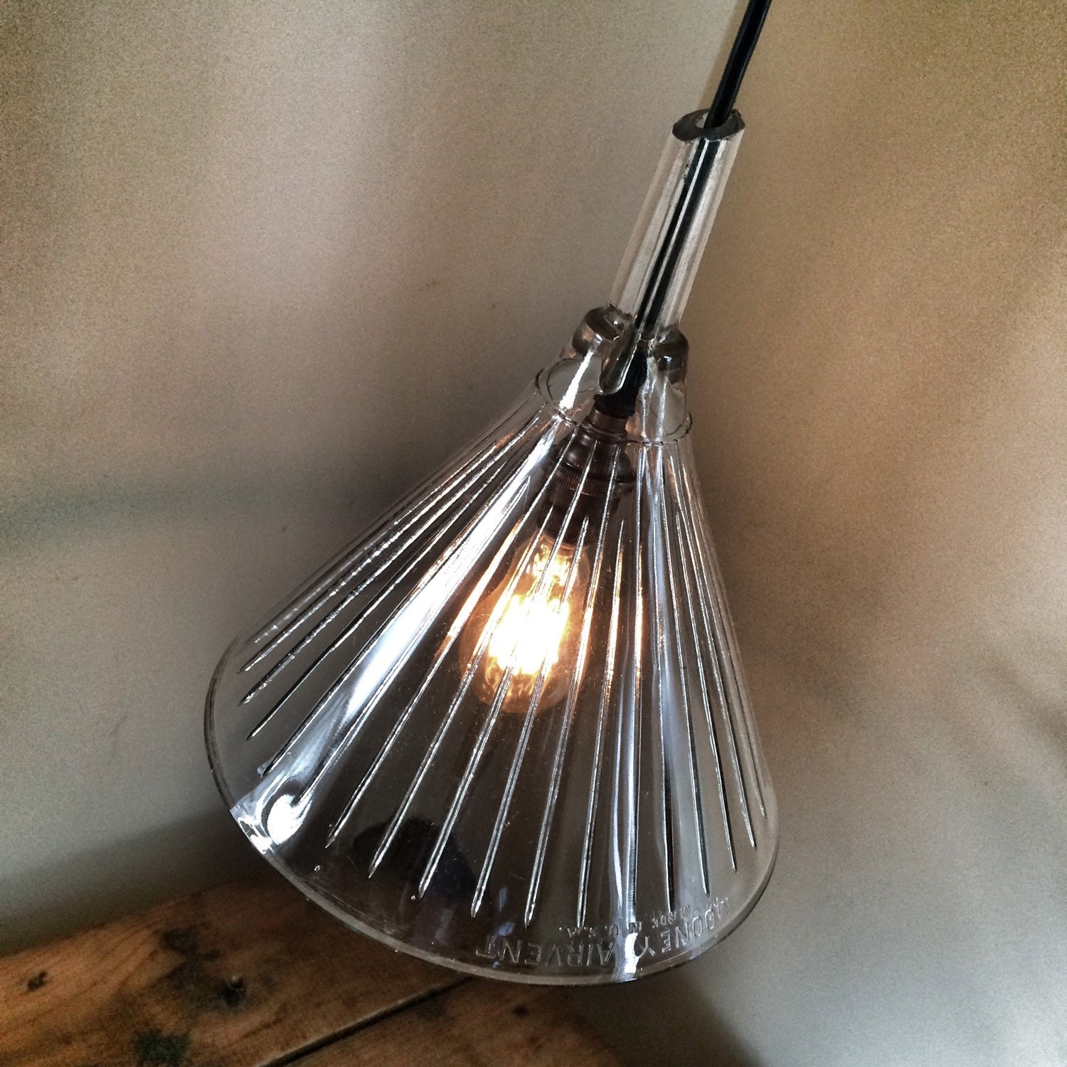 Upcycled Glass Funnel Pendant Light By Junkisthenewblack On Etsy 2911