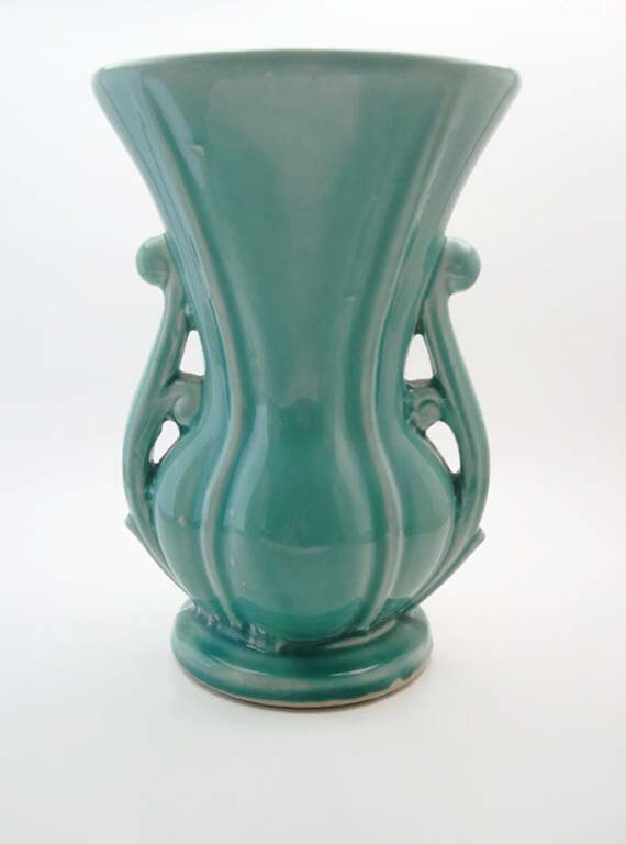 McCoy Pottery Vase Green McCoy Vase Vintage Turquoise McCoy