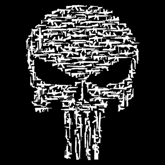Download Black Punisher Style Gun Skull Long Sleeve Shirt