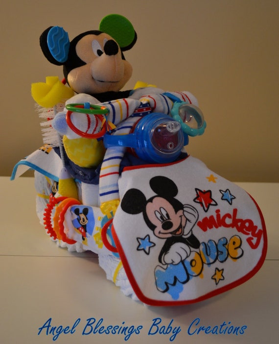 baby centerpiece motorcycle shower Baby Disney Mouse Centerpiece Motorcycle Shower Diaper Mickey Cake