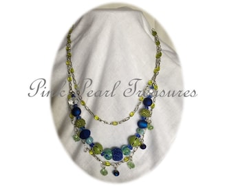 Aqua Springs Blue multi strand necklace