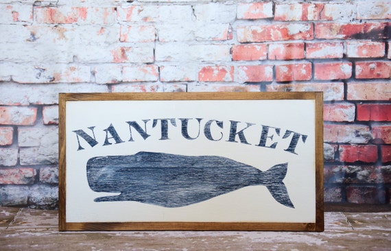 Items similar to Vintage Inspired Hand Painted 'Nantucket' Whale Sign ...