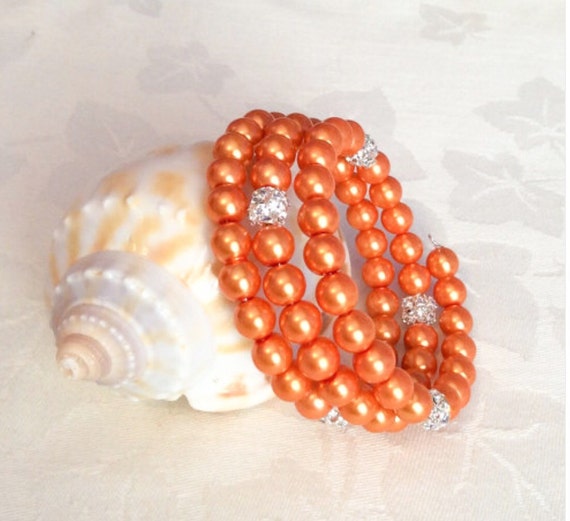 Orange Bracelet Set Tangerine Jewelry Orange by InfinityByClaire