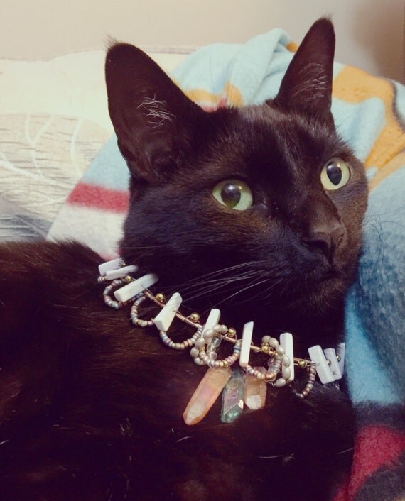 Egyptian Cat Collar wire wrapped copper with shells aura