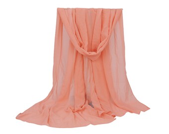 Light Salmon Chiffon Scarf - Light Salmon Georgette Scarf - Large Chiffon Scarf - Large Georgette Scarf - Sheer Chiffon Scarf - PS40