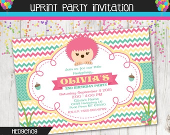 Cute Little Hedgehog Invitation - Printable Invite Nature Woodland Porcupine