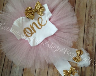 ... Birthday Outfit/Gold One 1st Birthday Outfit/Baby Girl First Birthday