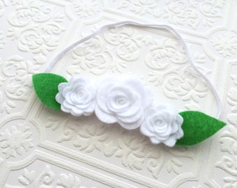 I Felt For You White Flower Trio Headband or Hair Clip