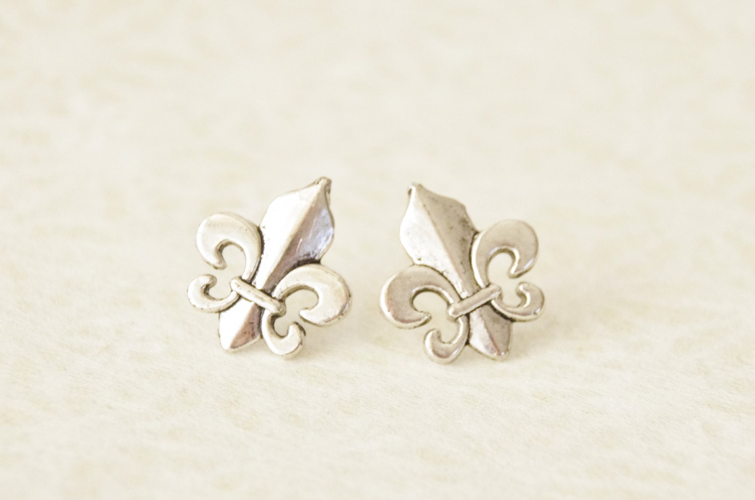 Fleur De Lis Stud Earrings Silver Fleur by SmittenKittenKendall