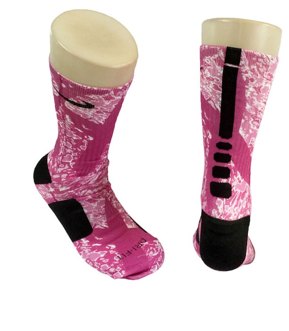 Custom Pink Breast Cancer Awareness nike elite crew socks