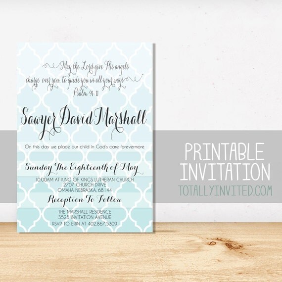 Items similar to Printable BAPTISM Invitation / Christening Invitation