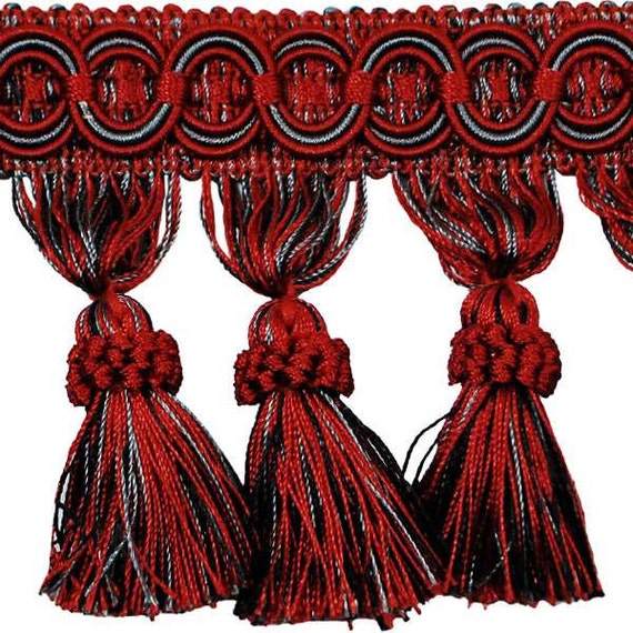 By the Yard4 Red/Black/Gray Mix Tassel Fringe Trim