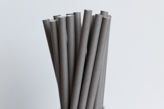 Dark Grey Gray Solid Paper Straws - mason jar straws - Grey paper straw - wedding paper straws - Gray straws Il_570xn