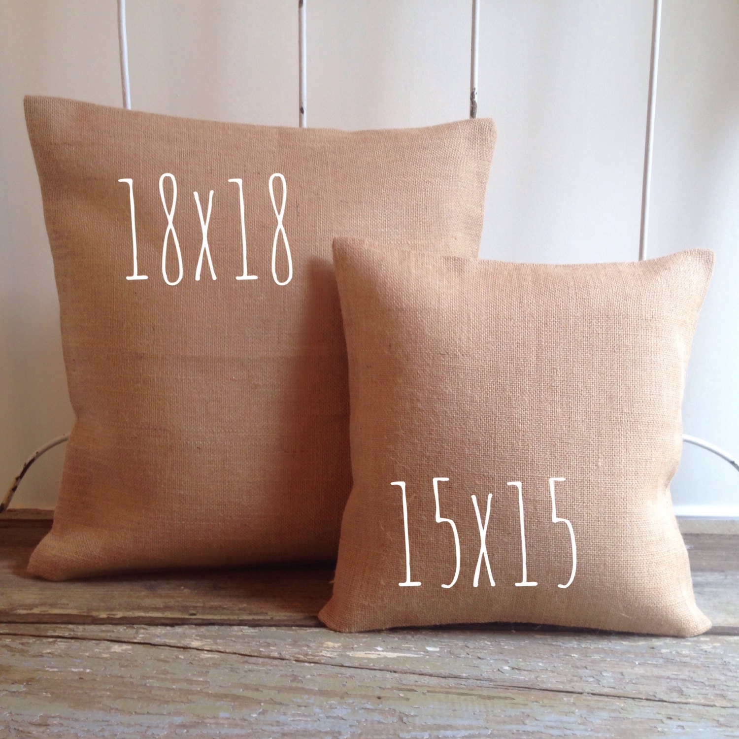 Burlap Pillow Cover blank cover only Natural Burlap White