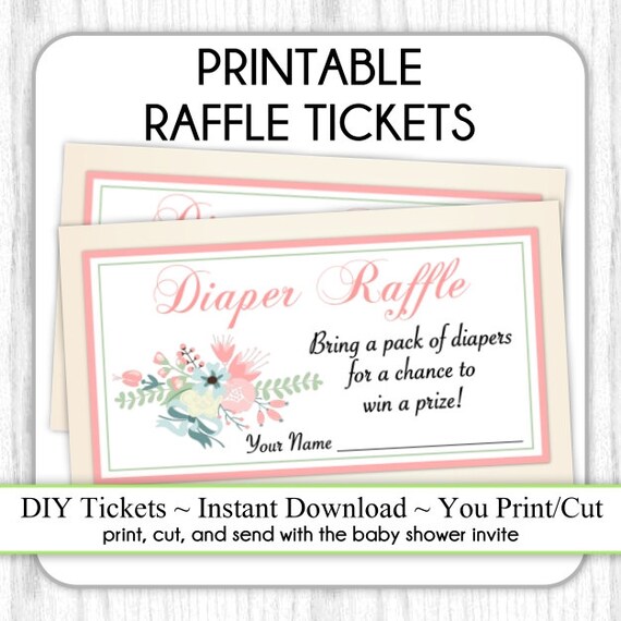 diaper raffle tickets floral printable diaper raffle tickets