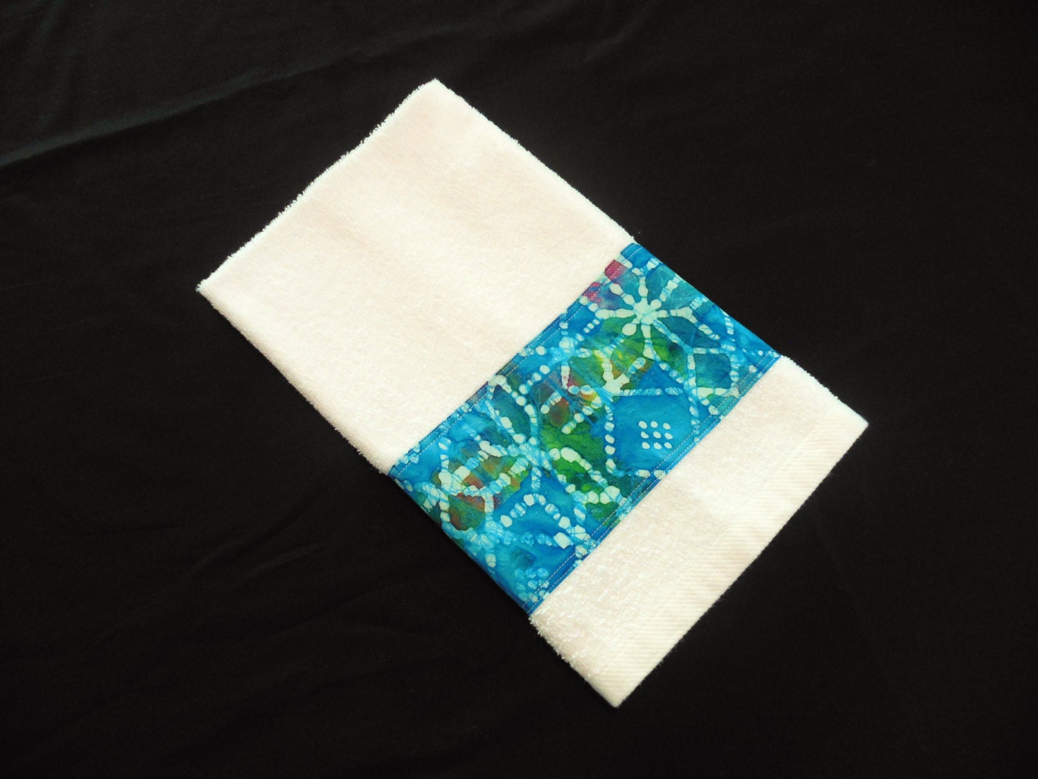 Turquoise Hand Towel Batik Fabric Kitchen Towel