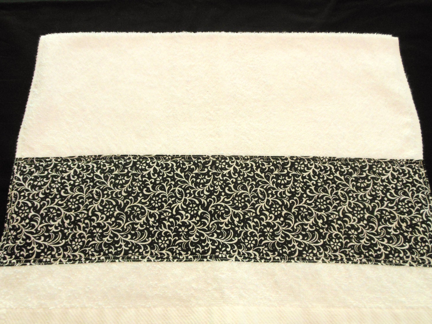 Black and White Hand Towel Kitchen Towel by FernsAtTheLake on Etsy