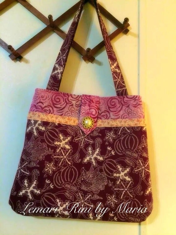 Red Batik Bag Red Cotton Batik Bag Indonesian Red by LemariRini