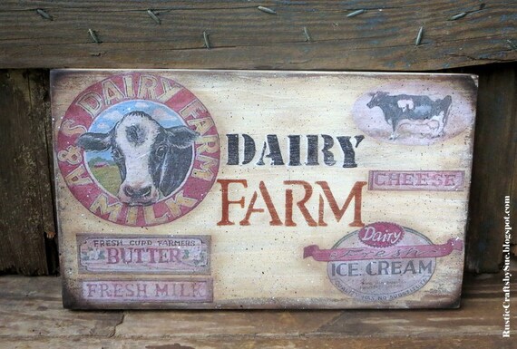 Farmhouse Wooden Sign-Farmhouse Kitchen Sign-Rustic Country Wall Decor-Milk Farm Sign