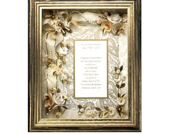 Framed Golden Anniversary Gift, Golden Wedding Anniversary, Framed Golden Invitation Gift, 50th Anniversary Gift, Golden keepsake, 50th
