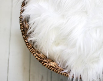 SALE - White, Cozy, Cuddly Faux Fur Nest - Perfect Newborn Photography Prop - Plush Long Pile, Stuffer, Filler, Layering, Bean Bag Cover
