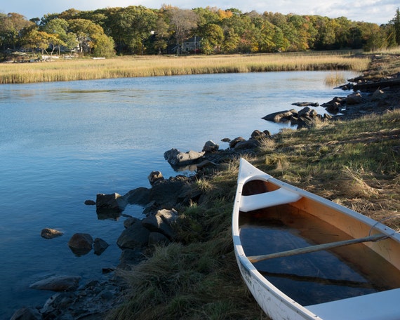 Canoe in Cohassett Massachusetts, new england decor, nautical art 