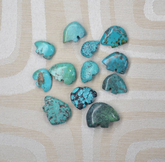 Zuni Fetish style Stone Bear beads 12 pc by JewelrybyZhelaine