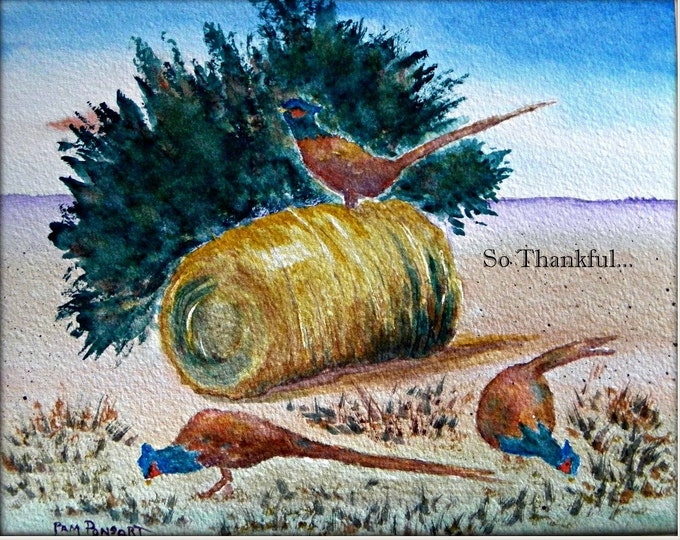 THANKSGIVING GREETING CARD created by Pam Ponsart, of Pam's Fab Photos, from her watercolor painting titled "Field of Plenty"