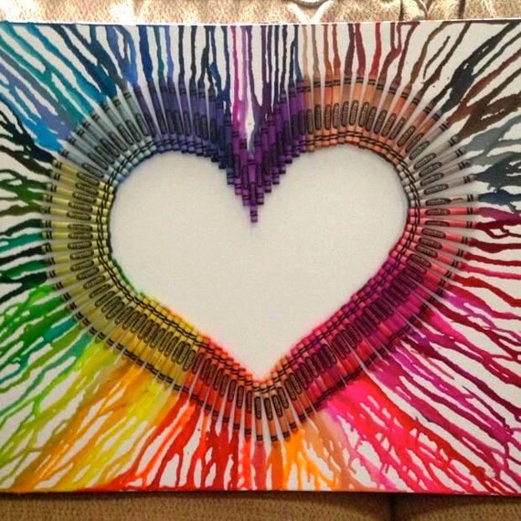 Melted Crayon Art Heart by CaputoCreations on Etsy