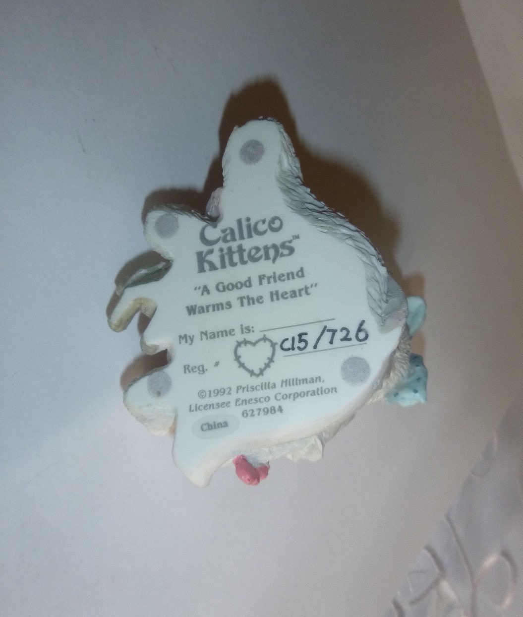 Calico Kitten Valentine Friendship Gift Porcelain Cat Figurine
