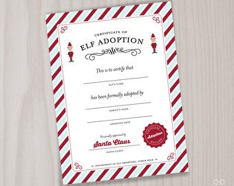 Elf Adoption Certificate or Elf Welcome Letter, Printable Instant Download